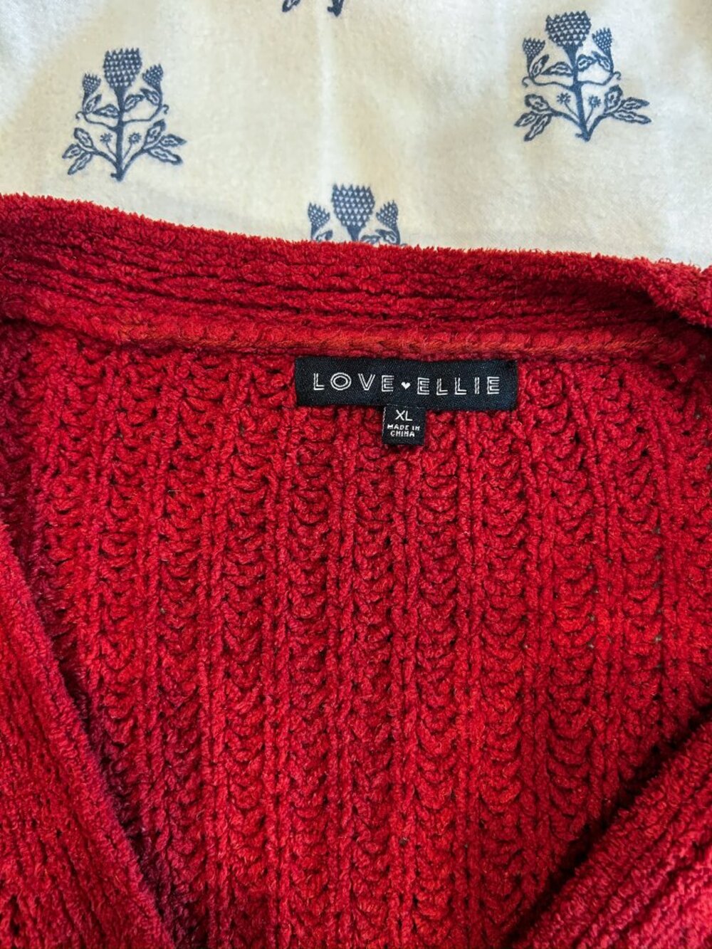 Red Chunky Cozy Knit Cropped Cardigan Sweater Button Front | Size XL - Picture 4 of 6